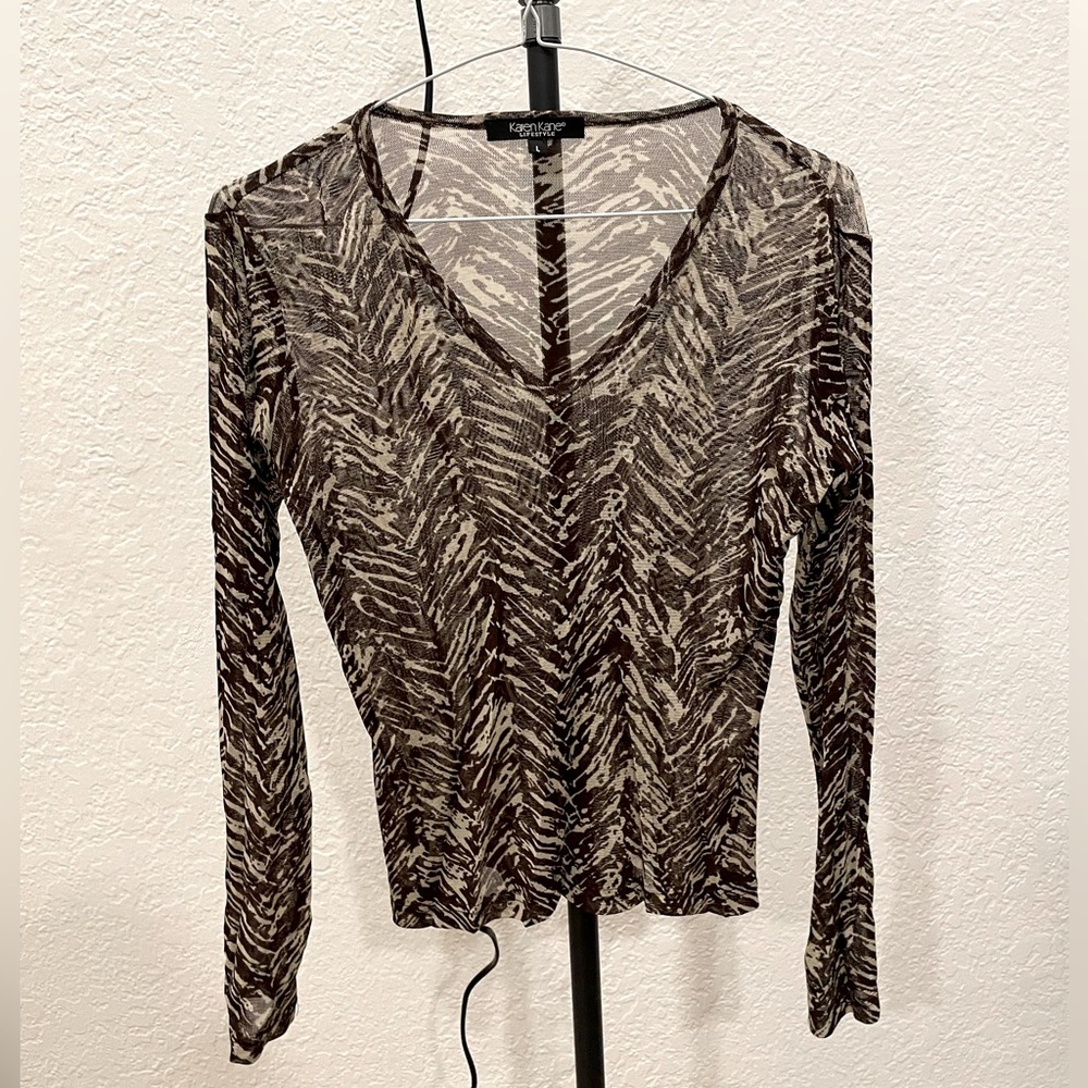 Karen Kane See Through Patterned Lifestyle Top Vintage